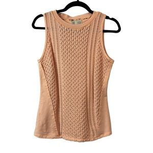 Anthropologie Saturday Sunday pink light coral sleeveless cotton knit top S NWT